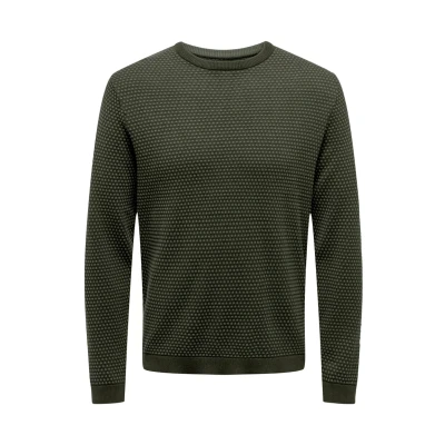 Bild av ONSTAPA REG 12 STRUC LS Crew Knit NOOS, Rosin/mönster: skog nattprickar, M