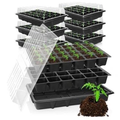 Bild av COM FOUR® odlingsset i 24 delar, set med vattenbaljor, växthusskydd och krukbrickor för odling av inomhusväxter (024 delat 38x25cm)