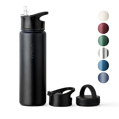 Bild av Vinsun Vattenflaska i Rostfritt Stål 750ml med Sugrör (3 Lock) BPA fri, återanvändbar, läckagefria Vakuumisolerad Termosflaska för Sport, Cykel, Travel, Skola