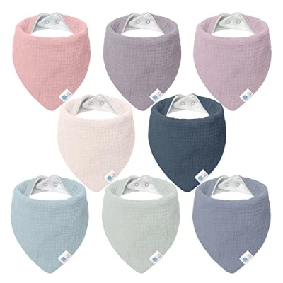 Bild av lulumoon Sabberhaklapp baby, muslin, triangulär halsduk, baby för pojkar och flickor (8 stycken, dröm enhörning)