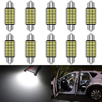 Bild av KaTur 31 mm cykel, C5W LED lampor, 6 000 K vitt ljus Canbus, felfri, för 3175, DE3175, DE3021, 3022, 3021, registreringsskyltslampor inomhusbruk, 10 pack vit, 39 (1,54 tum) Xenon vit