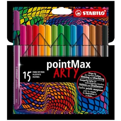 Bild av STABILO pointMax ARTY Nylonspetsskrivpenna, Set med 15 olika färger