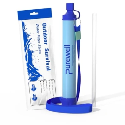Bild av Purewell Utomhusvattenfilter 0,01 μm ultrafint filter tar bort 99,99 % bakterier och tungmetaller 1 500 liter filterkapacitet bärbart dricksvattenfilter med krage för överlevnad utomhus