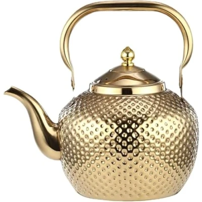 Bild av SANQIAHOME 2,0 liter tekanna i rostfritt stå säker avtagbar stål infusion vattenkokare induktionsspis kaffekanna guld