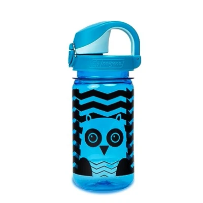 Bild av Nalgene Sustain Tritan vattenflaska för barn, BPA fri, med material av 50% plastavfall, läckagesäker, hållbar, karabinervänlig, återanvändbar, 340 ml, blå uggla