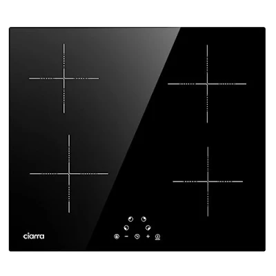 Bild av CIARRA CABBIH4 4 zoner installation induktionshäll 60 cm, 6 000 W touch drift spishäll induktion med plattor 9 effektnivåer, induktionskokplatta, timer, barnsäkringsfunktion