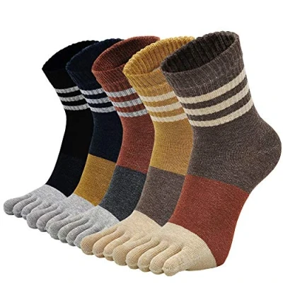 Bild av Tåstrumpor dam Fem fingerstrumpor gjorda av bomull, damsneakerstrumpor med tår för sport Löpning fritid, andningsbara och färgglada strumpor, 4/5 par (Flerfärgad 9, 36 41)