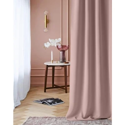 Bild av ROOM99 Gardin med veckband Laurel 140 x 260 cm bredd höjd, mörkläggning, ogenomskinlig skjutgardiner, gardin, vardagsrum, sovrum för skensystem, puderrosa, 1 st