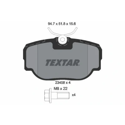 Bild av TEXTAR 2345801 Jeu de plaquettes frein non préparé pour indicateur d&#039;usure avec vis d&#039;étrier LAND ROVER: Discovery 2, Range Rover 2