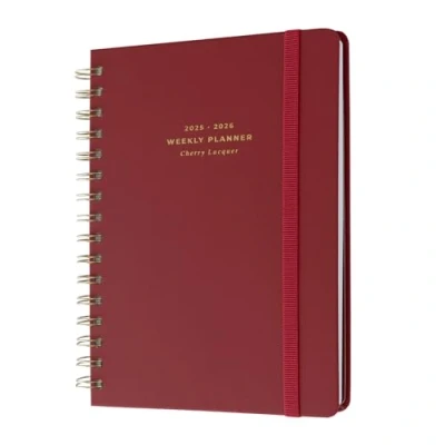 Bild av Kokonote A5 Academic Diary 2025 2026 Week To View Cherry Lacquer Planner With Stickers, Student Essentials For University, Back School Supplies