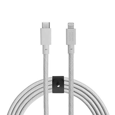 Bild av Native Union Belt USB C till Lightning kabel 3 m ultrastark [MFi certifierad] kompatibel med iPhone 14, 13 och tidigare versioner (vit)
