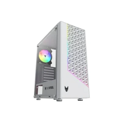 Bild av Oversteel Iridium Gaming PC chassi Kompatibelt med ATX , Micro och ITX kort, 120 mm A RGB fläkt ingår, Mesh front, 2 dammfilter, härdat sidoglas, USB 3.0, vit