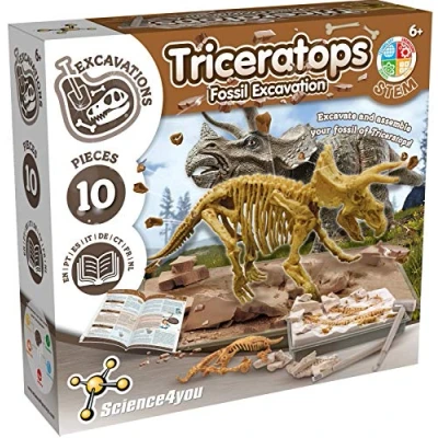 Bild av Science4you Triceratops dino utgrävningsset arkeologiset för barn med 10 delar, gräva upp din dinosaurie leksak perfekt experimentlåda, gåva och spel + 6 år