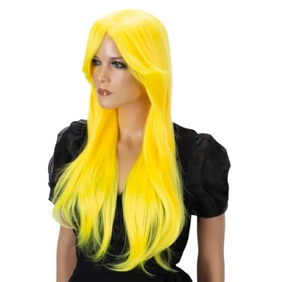 Bild av CAISHA Peruk Karneval Cosplay Partyperuk Långhårig Gul PHK5
