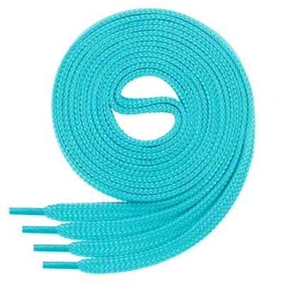 Bild av Di Ficchiano Skosnöre, platt, 7 mm breda, för sneakers, sportskor, läderskor, platta skoband, mycket slitstarka skosnören, 45 färger, 60 cm 220 långa, polyester, Turkos, 80 / 7mm breit