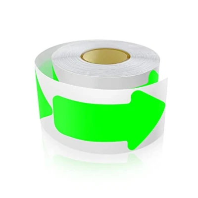 Bild av 200 stycken pilklistermärken 5 x 10 cm pilar golvmarkering rulle självhäftande golv klistermärken väderbeständig fluorescerande grön