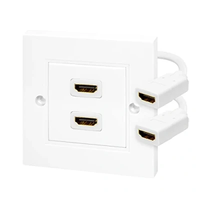 Bild av LogiLink AH0015 HDMI wall plate 2 port with 2x A cable F/F 4K/30 Hz white
