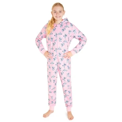 Bild av Disney pyjamas för flickor Stitch flickor, hel onesie dragkedja med dragkedja, ålder 414 år, julklapp, Rosa Stitch, 11 12 år