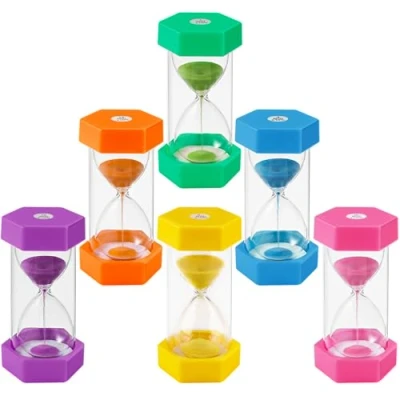 Bild av Foydream 6 stycken färgglada timglas för barn, set 1/3/5/10/15/30 minuter, timer timglas, färgtimer, lämplig barnliv, kök, klassrum, speltimer