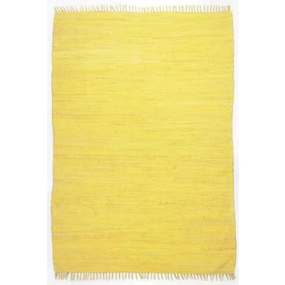 Bild av Theko Dhurry matta av 100% bomull platt tyg glad handvävd färg: gul 120 x 180 cm