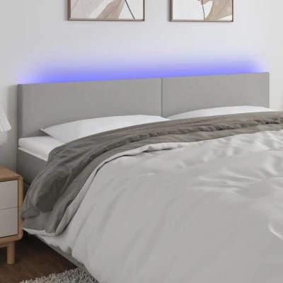 Bild av Sänggavel LED ljusgrå 180x5x78/88 cm tyg