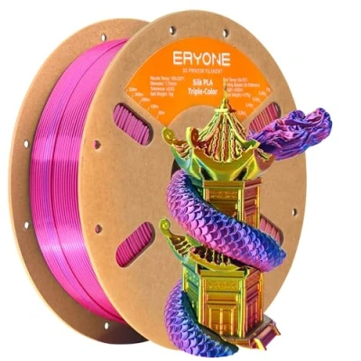Bild av ERYONE Tri Color Silk PLA filament 1,75 mm, 3D skrivarfilament +/ 0,03 mm 1 kg/spole, silke röd gul och blå