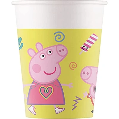 Bild av Procos 93471 party mugg Peppa Wutz, max. kapacitet 200 ml, 8 stycken, engångsmuggar gjorda av papper, barns födelsedag, festporslin, FSC