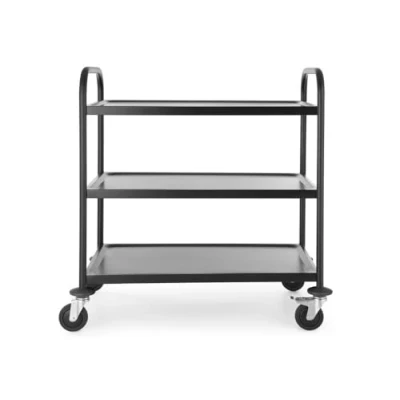 Bild av HENDI serveringsvagn, för porslin, köksvagnar, med 4 styrrullar 2 varav bromsar, 3 hyllgolv, max. Lastbelastning per botten 50 kg, 910 x 590 (H) 950 mm, plåt 830 510 rostfritt stål, matt svart