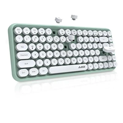 Bild av FELiCON 308i Trådlöst Bluetooth Tangentbord, Retro Skrivmaskins Cute Lätt Compact 84 Tangenter, Matt Struktur Round Keycaps, QWERTY kompatibel med iPad, PC, Bärbar Dator, Phone Grön