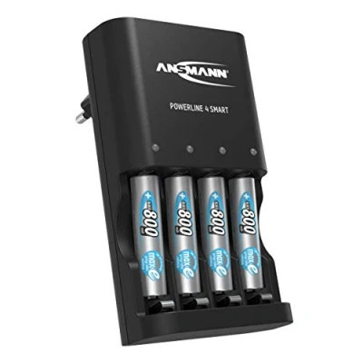 Bild av ANSMANN Batteriladdare med reparationsläge inkl. 4 x 800 mAh NiMH AAA batterier automatisk laddare för och uppladdningsbara batterier/med enkel laddning Powerline Smart