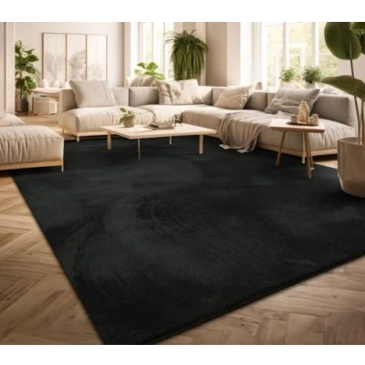 Bild av TT Home Matta Vardagsrum Stor Enfärgad Modern Design Tvättbar Gul Guld, Färg: Svart, Storlek:160x220 cm