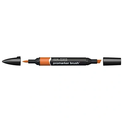Bild av Winsor &amp; Newton 0204332 penselmärkpennor (för ritningar, kalligrafi, design och layouter, randfri ritning med kil penselspets) sadelbrun