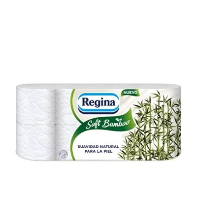 Bild av Regina Mjuk bambu 8 rullar av hygienpapper 3 lager, 160 ark, Naturlig jämnhet för din hud, Toalettpapper tillverkat bambufiber, pappersförpackning, FSC certifiering