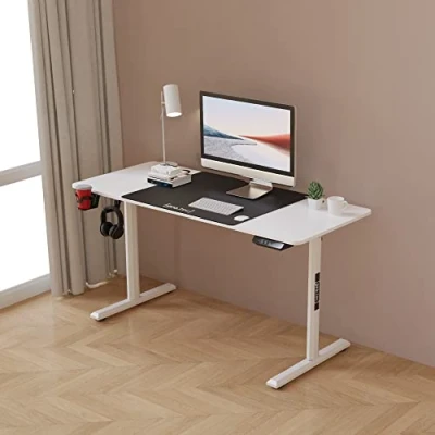 Bild av pro.tec höjdjusterbart bord Hayward datorbord 140 x 60 cm skrivbord med musmatta ergonomiskt kontorsbord spelbord vitt