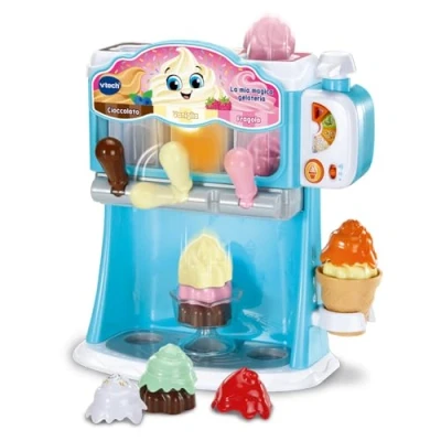 Bild av VTech La Mia Magica Gelateria, Barn Imitation Spel, Barnglassmaskin, pedagogiskt spel för kognitiv utveckling, 12 tillbehör ingår, italienska språk, batterier 26 år