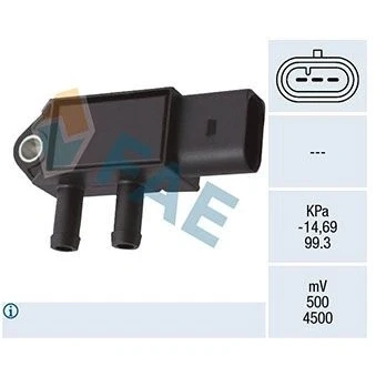 Bild av FAE 16143 Capteur, pression des gaz échappement VOLKSWAGEN: Golf 7, Polo V 3/5 portes, Sportsvan, AUDI: A3 Sportback, A1 portes
