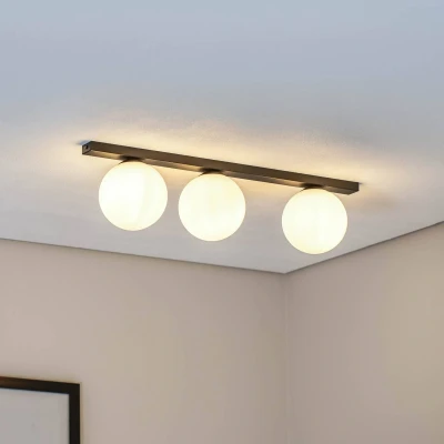 Bild av EMIBIG LIGHTING Taklampa Fit, svart/opal, 3 lampor