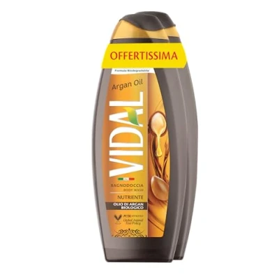 Bild av Vidal Arganolja duschkräm, näringsrik, med arganolja, dermatologiskt testad, 2 x 600 ml flaskor