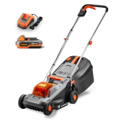 Bild av FUXTEC 20 V sladdlös gräsklippare FX E1RM20 ECO SET, inkl. batteri + laddare, för små till medelstora trädgårdar, klippbredd 30 cm, liter gräsuppsamlare, klipphöjd 70 mm