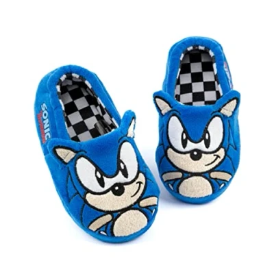 Bild av SONIC THE HEDGEHOG Tofflor för barn Pojkar flickor broderade ansikte 3D öron pyjamasskor Plysch leksak hus mules, BLÅ, 32 EU