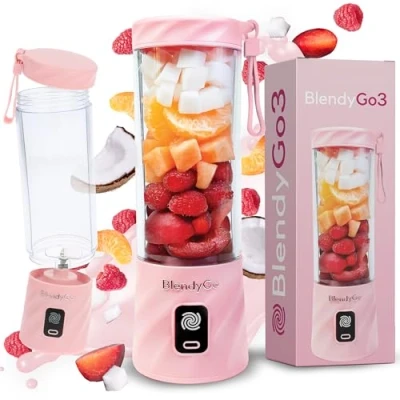 Bild av BlendyGo 3® smoothie Maker, mixer liten, mini bärbar blender, USB, Maker to go, 550 ml, BPA fri, PulseMotion &amp;BlendPro teknik (rosa)