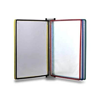 Bild av Väggmonterad A4 Affisch Flip Book Display Med 5 Paneler Och 10 Fickor För