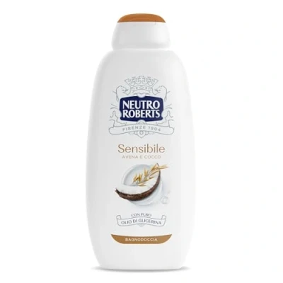 Bild av Neutro Roberts känslig kroppstvätt med havre och kokos, perfekt för hud, ingredienser av naturligt ursprung, tvålfri, dermatologiskt testad, 600 ml flaska