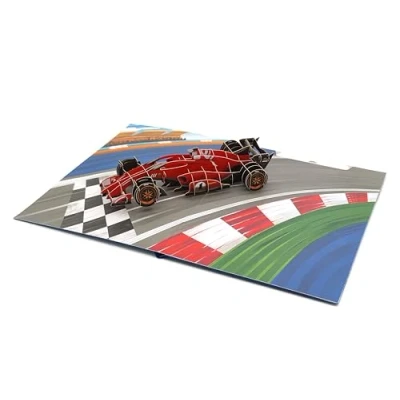 Bild av F1 Motorracing pop up kort fars dag 3D gratulationskort för pappa, make, pojkvän årsdag kort, handgjort