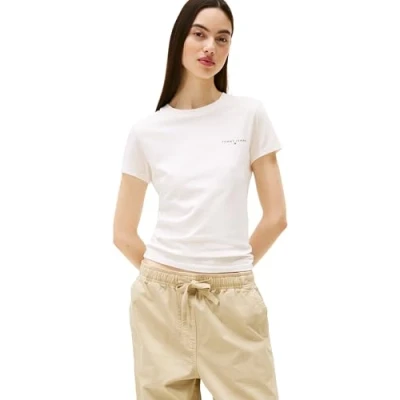 Bild av Tommy Jeans SLIM Linear TEE Tshirt bas, Storlek: 32, Ancient white