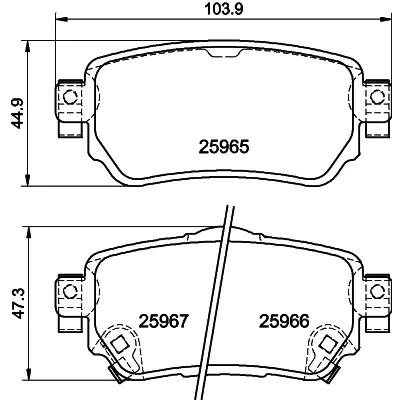 Bild av HELLA 8DB 355 021 491 Jeu de plaquettes frein avec indicateur d&#039;usure NISSAN: Qashqai 2, X Trail, Leaf II, RENAULT: Kadjar, Koleos 2
