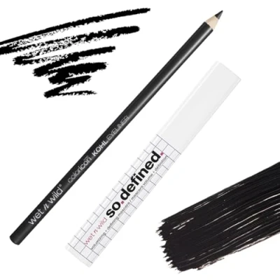 Bild av Wet n Wild, So Defined Volumizing + Defining Mascara med Extra Color Icon Kohl Eyeliner Penna, Mycket Pigmenterad, ett Måste 2 Pack för Djärva Ögonsminks Looks