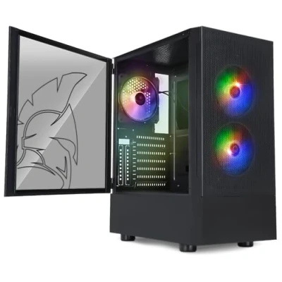 Bild av EMPIRE Gaming PC Case Sapphire ARGB Mid Tower ATX/Micro ATX/ITX Sidodörr i härdat glas 3 fläktar stift 5 Volt LED RGB Adresserbar 120MM MB Sync Svart (Black)