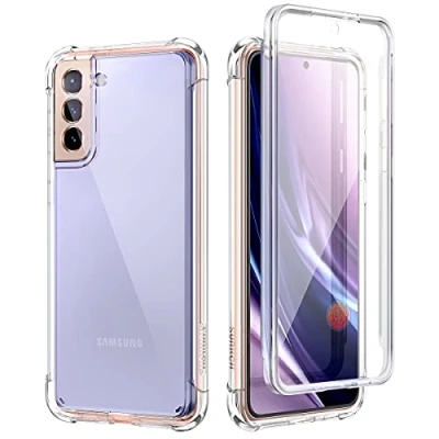 Bild av SURITCH Samsung S21 360 graders genomskinligt silikonskydd [Ultra Hybrid] integrerat fodral med kameraskydd för Galaxy 5G 6,2 tum (ljus)