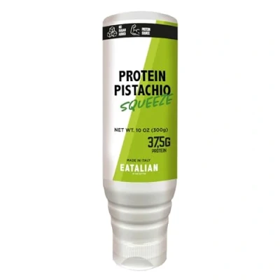 Bild av EATALIAN by AMZ BETTER Protein Pistachio Flavoured Topping, Sweet Cream in 300 gr Squeezer, Made Italy, Sauce Ideal for Decorating Ice Cream, Desserts and Dubai Chocolate